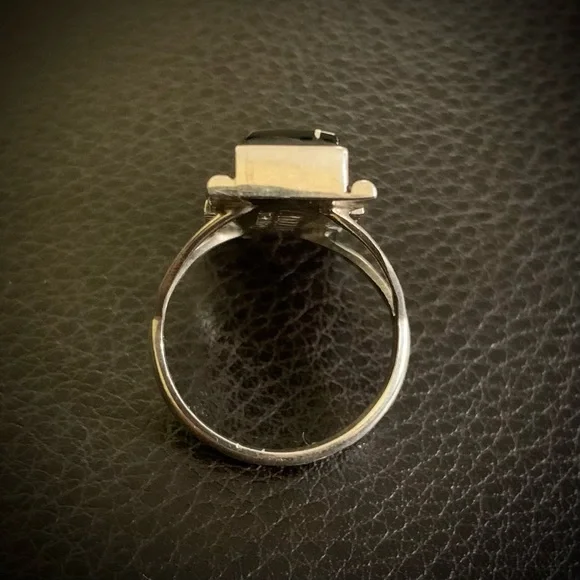 Vintage A Yazzie Navajo Onyx Sterling Silver Ring - Picture 10 of 10